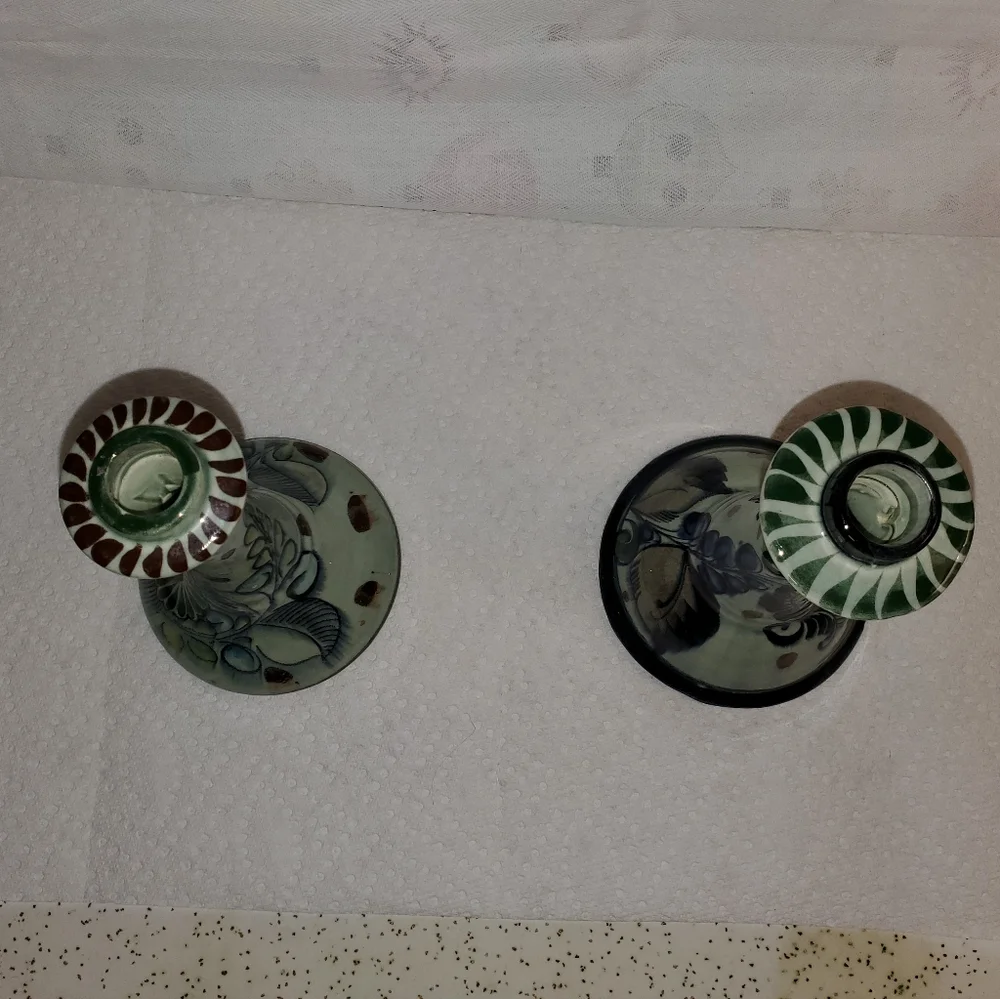 Vintage Ceramic Candle Stick Holders Made In Mexico